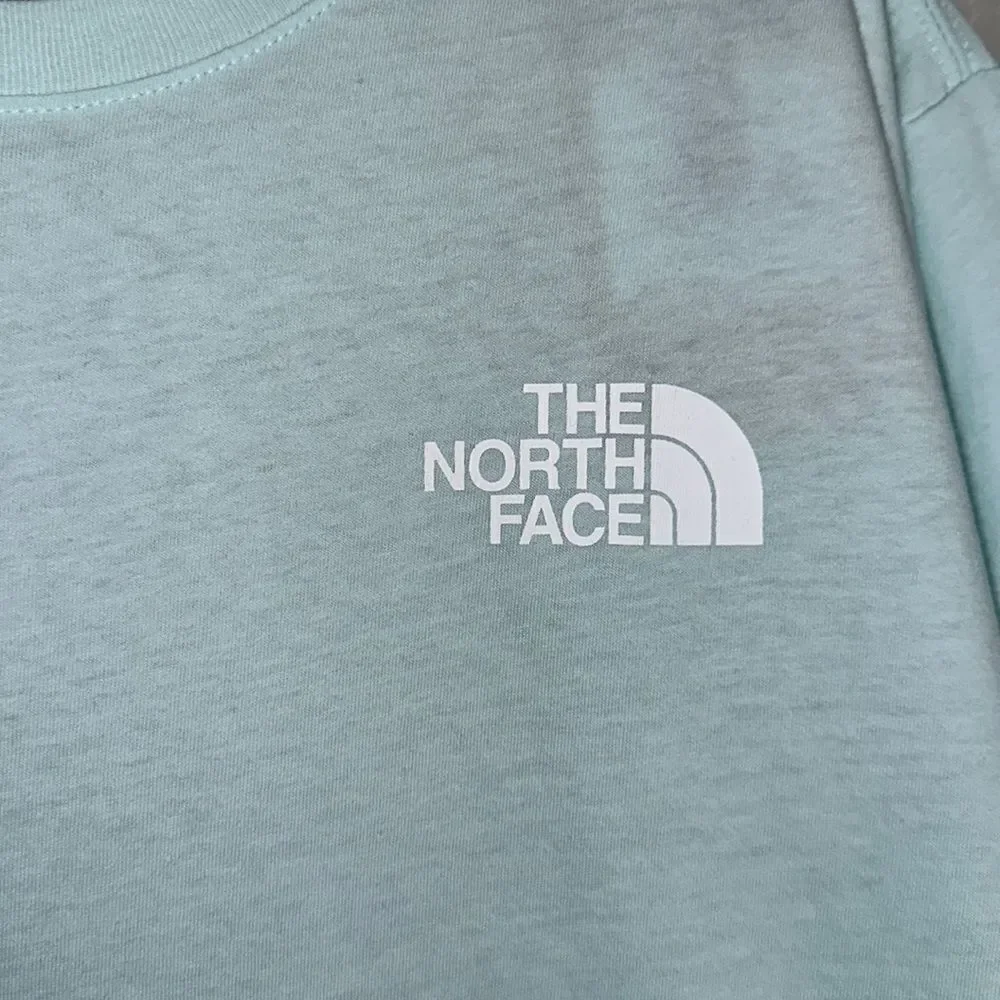 The North Face XL Sky Blue White Cotton Crewneck Short Sleeve Tee - Picture 7 of 11